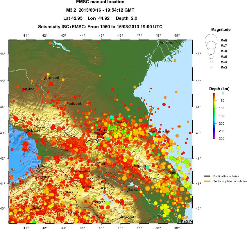 regional depth historical seismicity