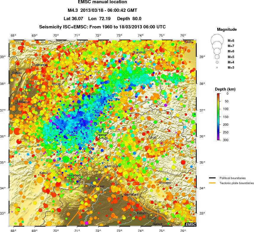 regional depth historical seismicity
