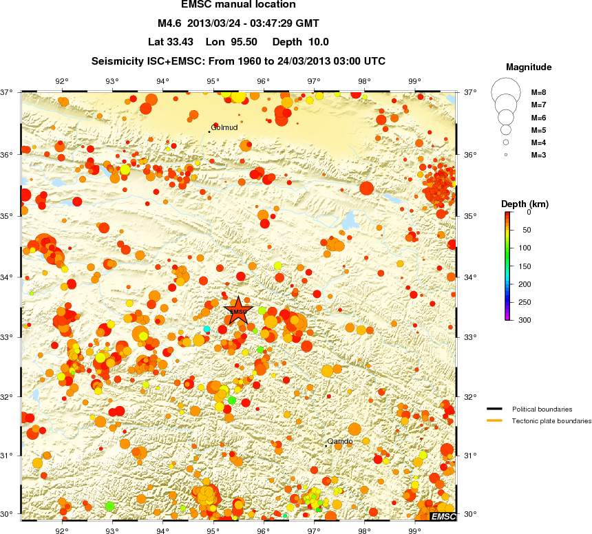 regional depth historical seismicity
