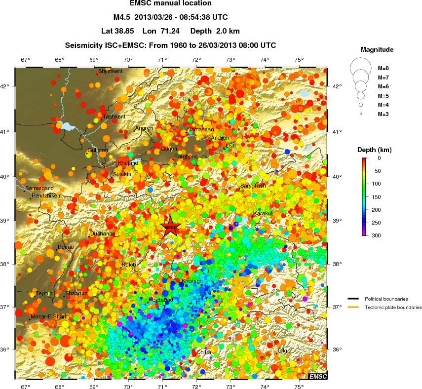regional depth historical seismicity