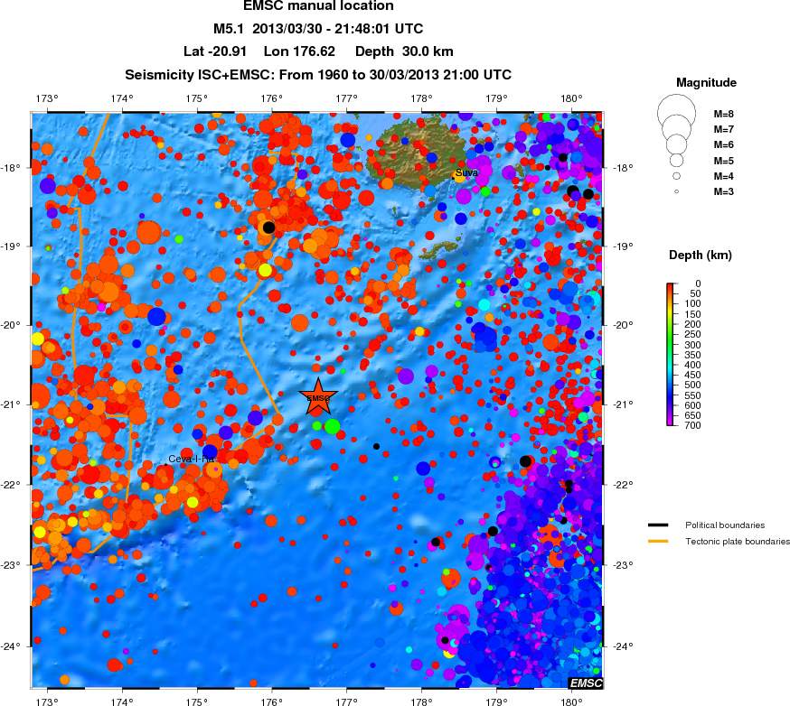 regional depth historical seismicity