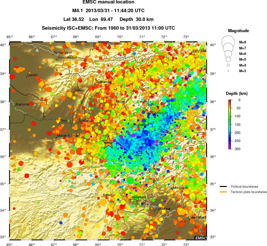 regional depth historical seismicity