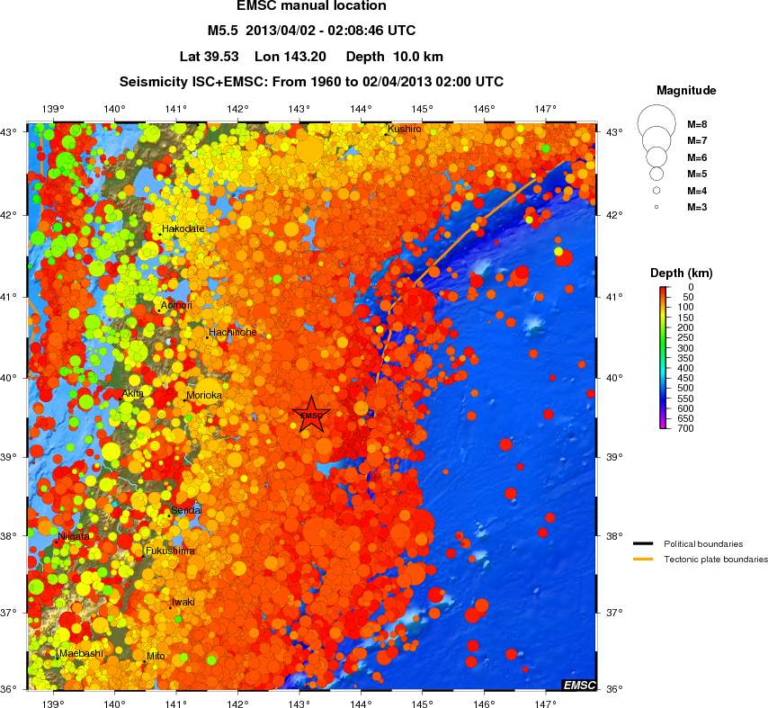 regional depth historical seismicity