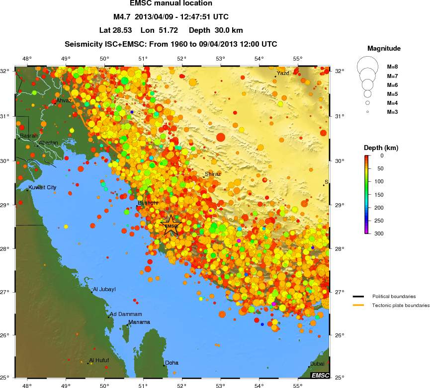 regional depth historical seismicity