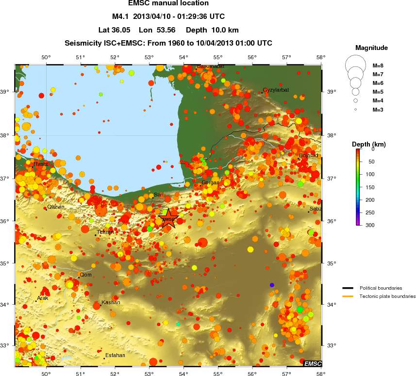 regional depth historical seismicity