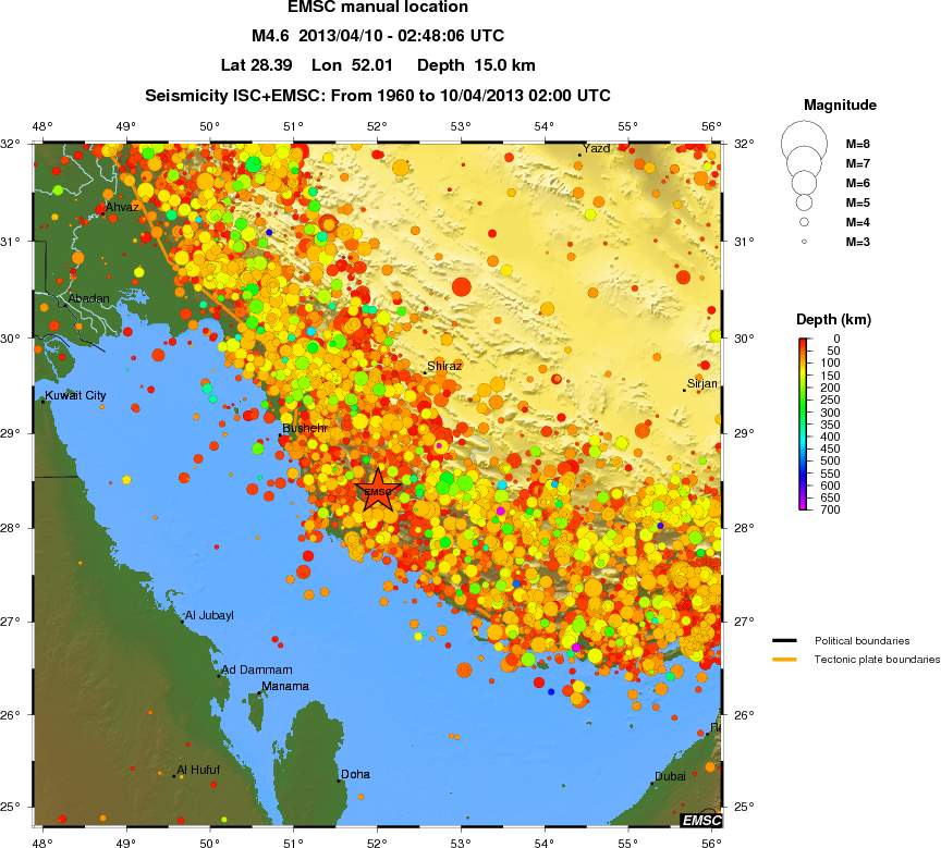 regional depth historical seismicity