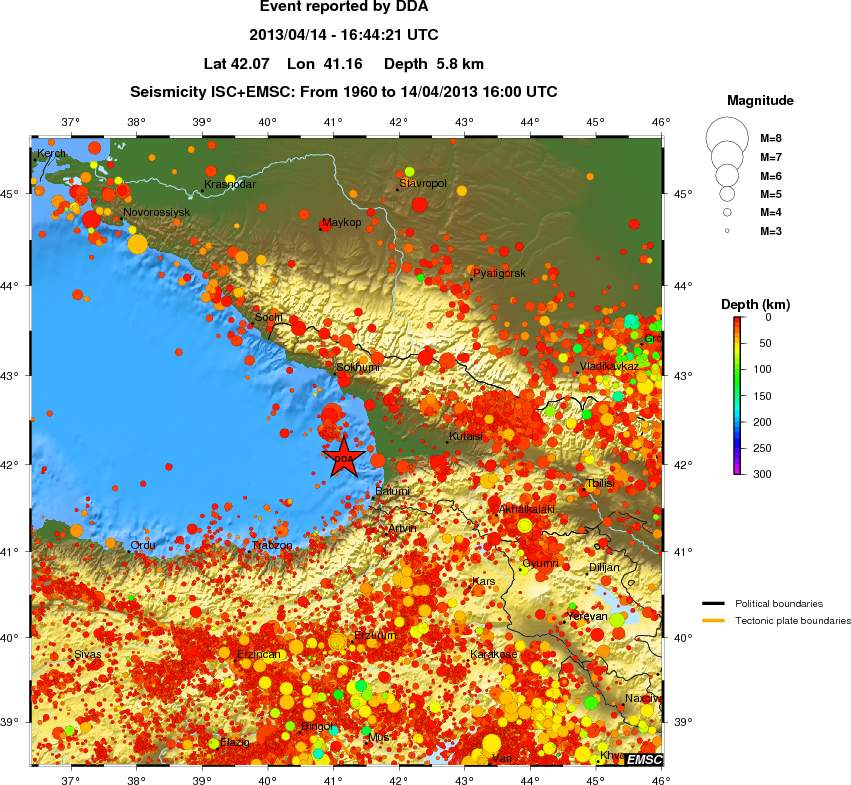 regional depth historical seismicity