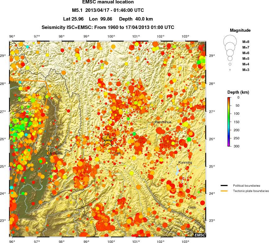 regional depth historical seismicity