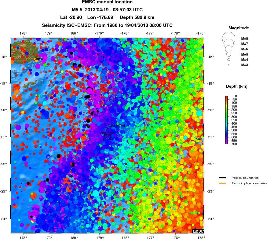 regional depth historical seismicity