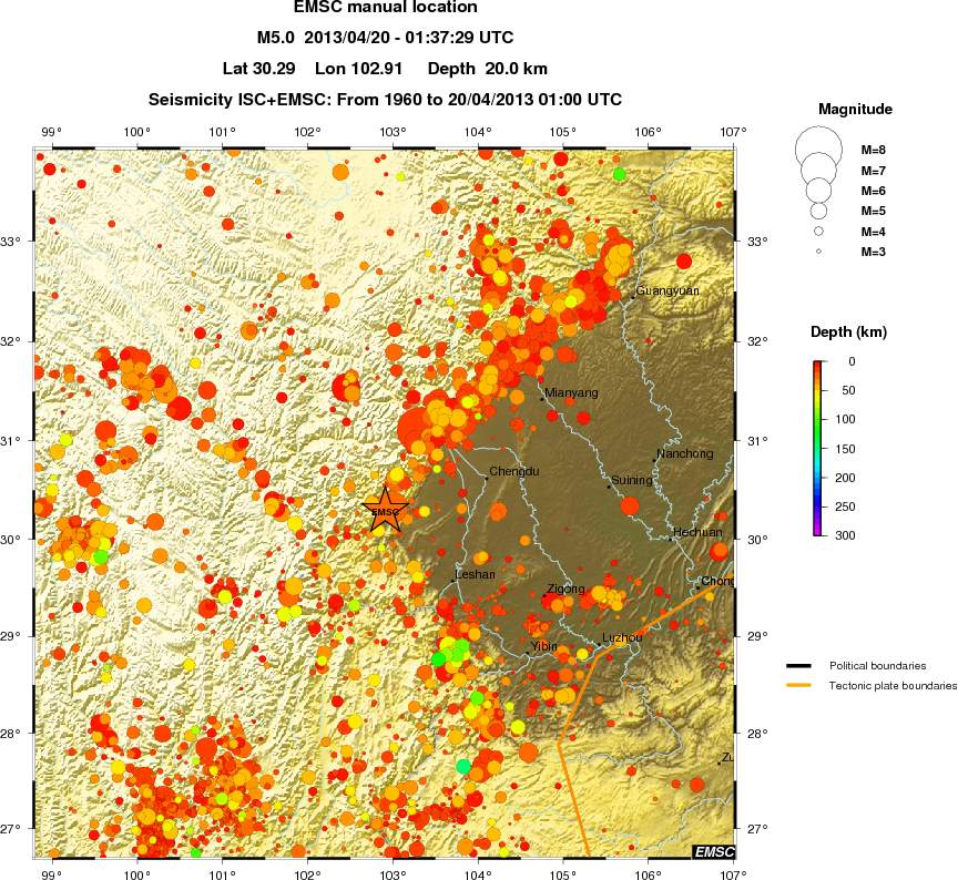 regional depth historical seismicity