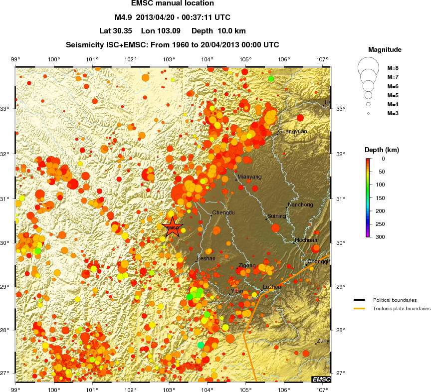 regional depth historical seismicity