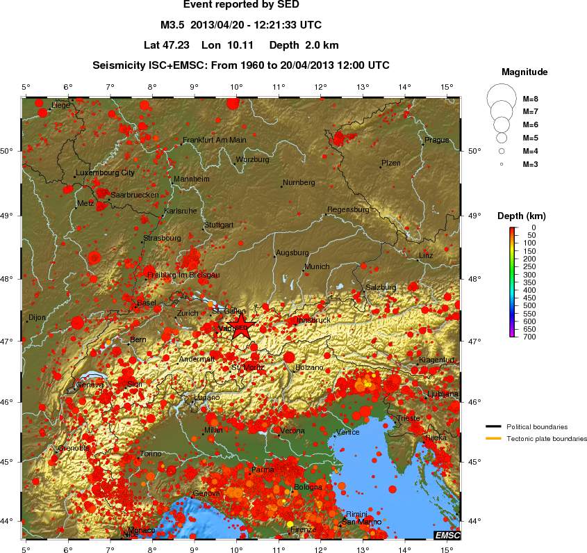 regional depth historical seismicity
