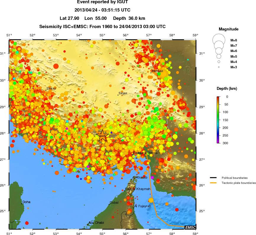 regional depth historical seismicity