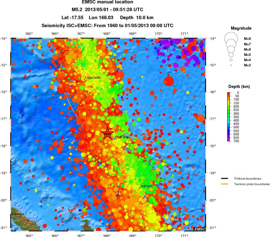 regional depth historical seismicity