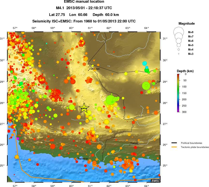 regional depth historical seismicity