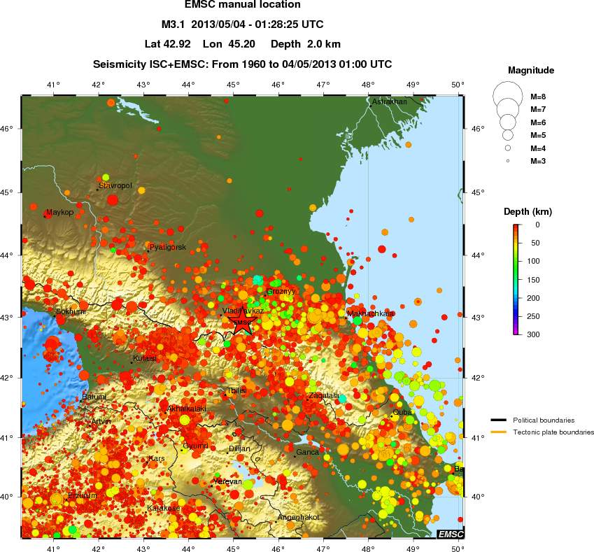 regional depth historical seismicity