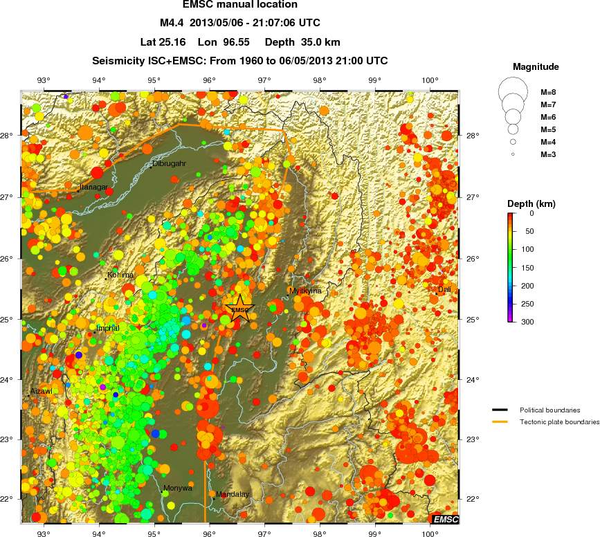 regional depth historical seismicity