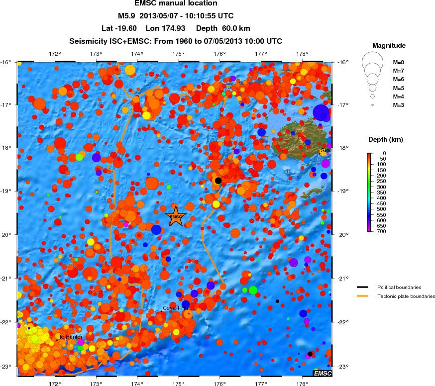 regional depth historical seismicity