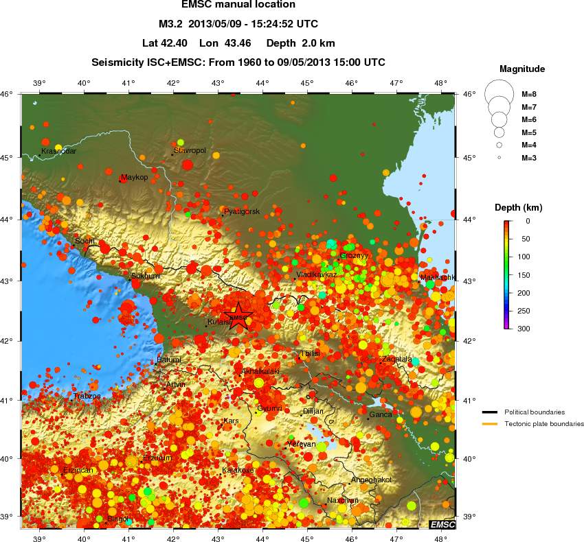 regional depth historical seismicity