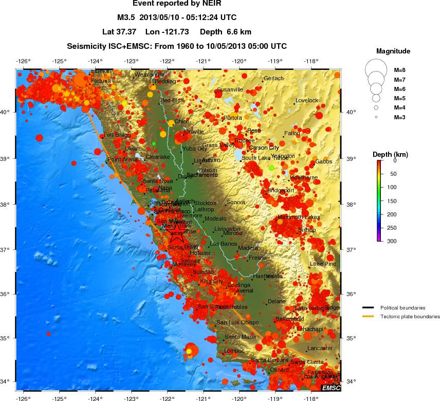 regional depth historical seismicity