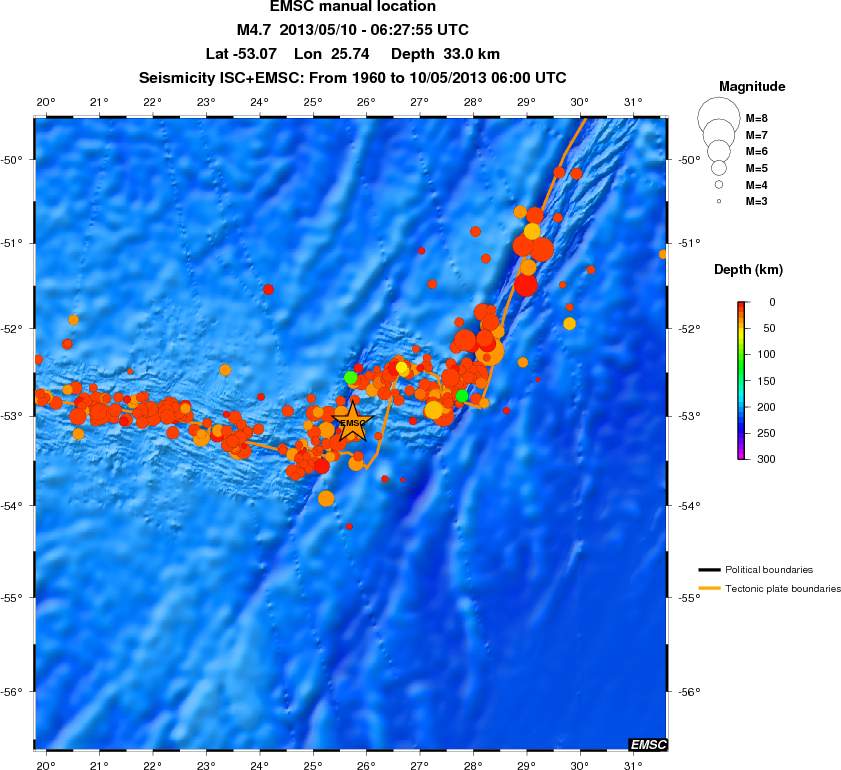 regional depth historical seismicity