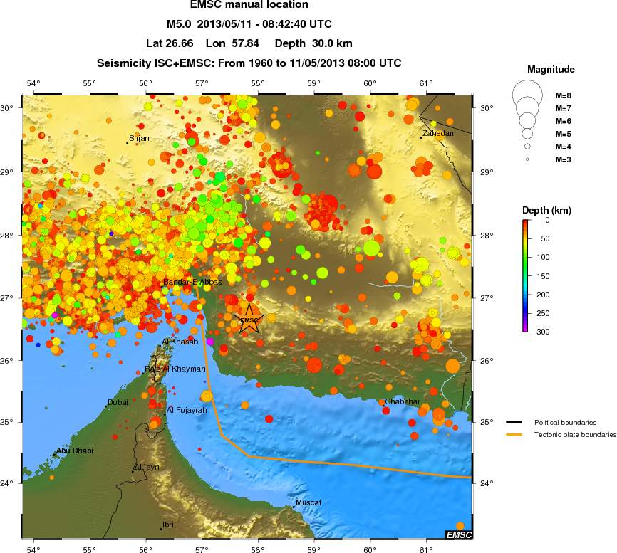 regional depth historical seismicity