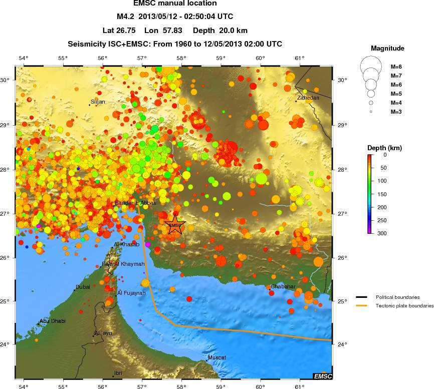 regional depth historical seismicity