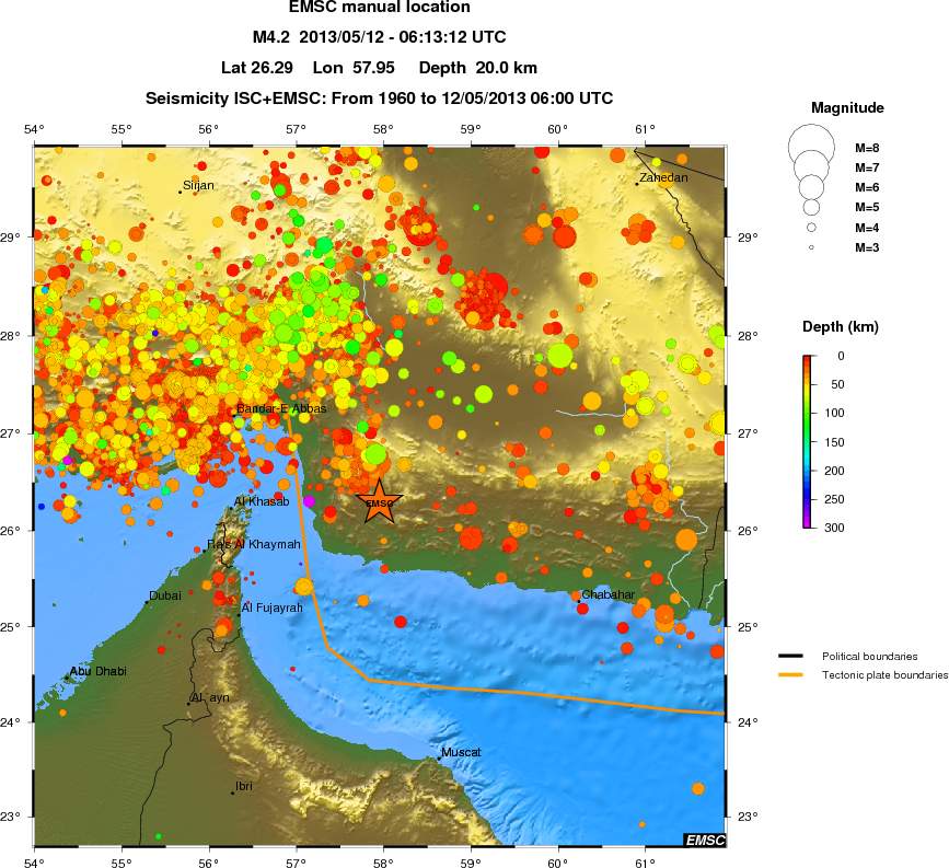 regional depth historical seismicity