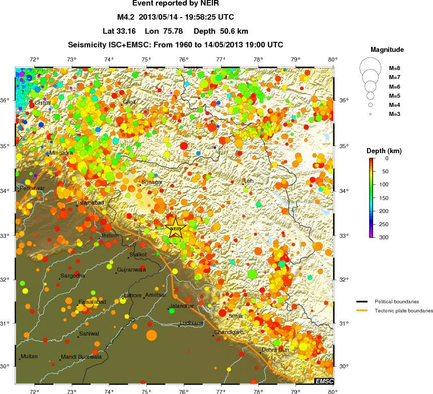 regional depth historical seismicity