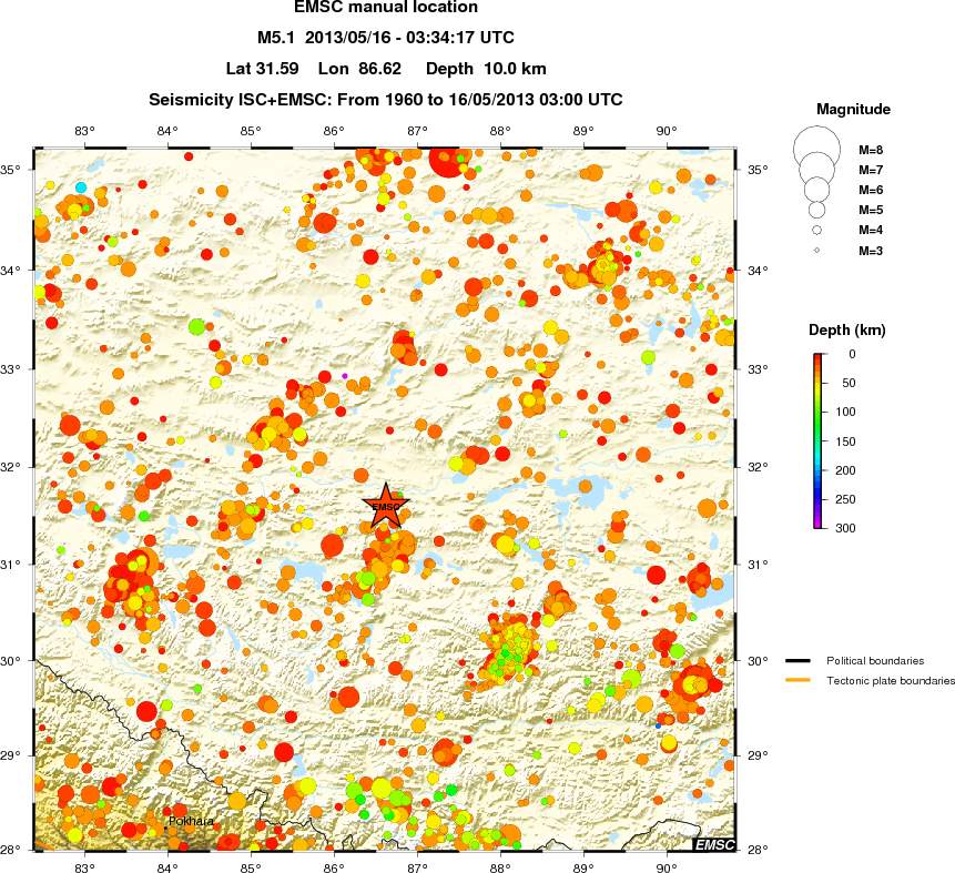 regional depth historical seismicity