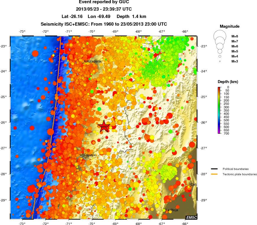 regional depth historical seismicity