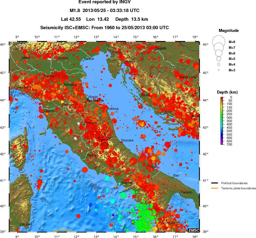 regional depth historical seismicity