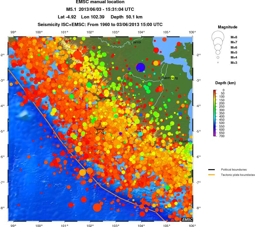 regional depth historical seismicity