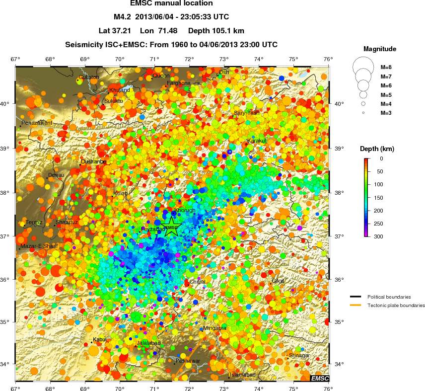 regional depth historical seismicity