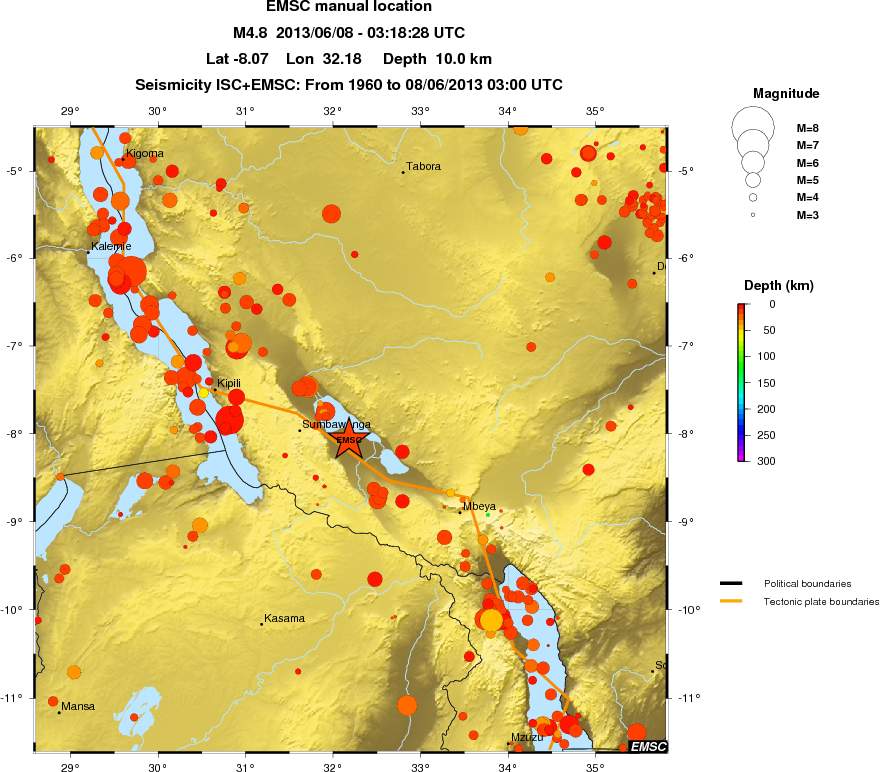 regional depth historical seismicity