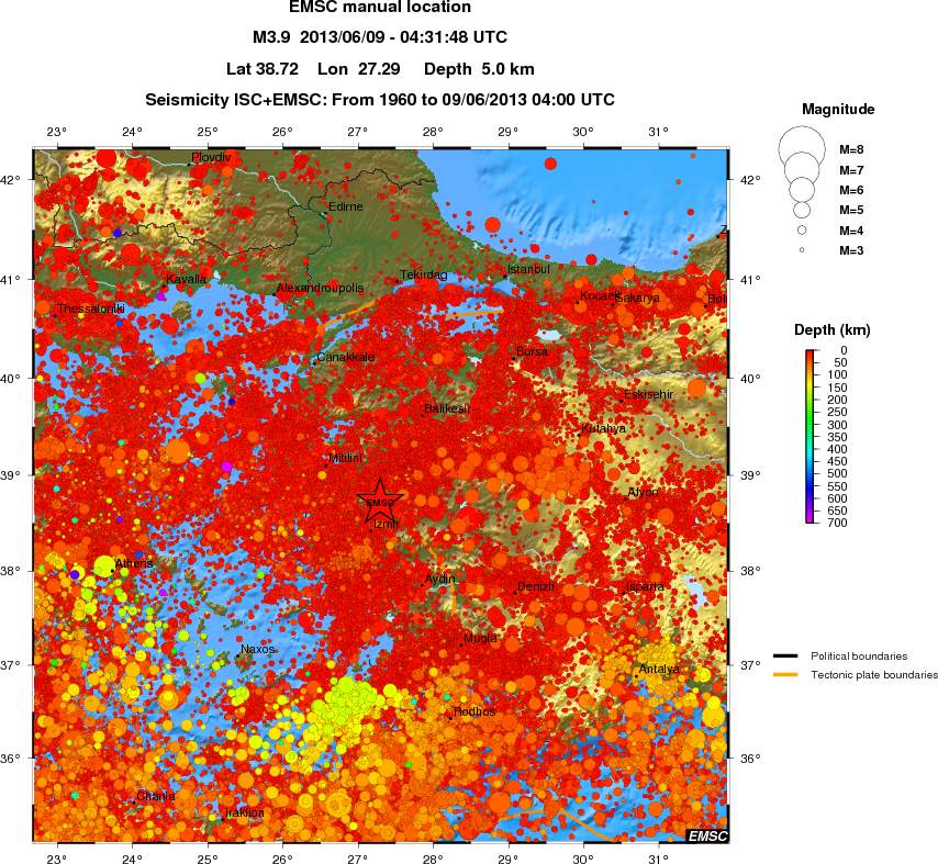 regional depth historical seismicity