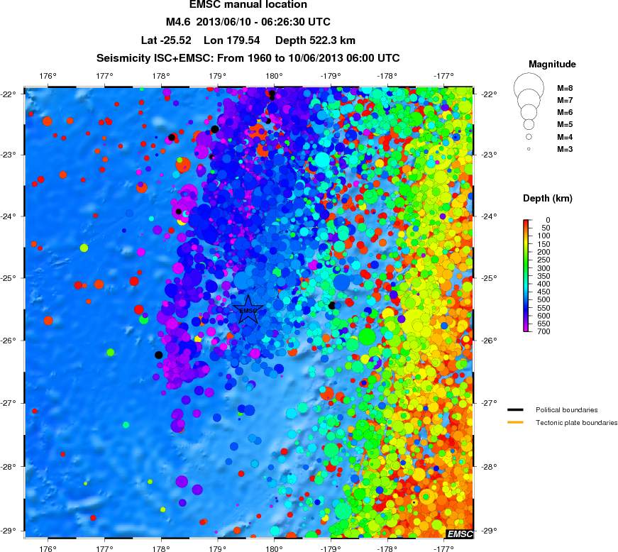 regional depth historical seismicity