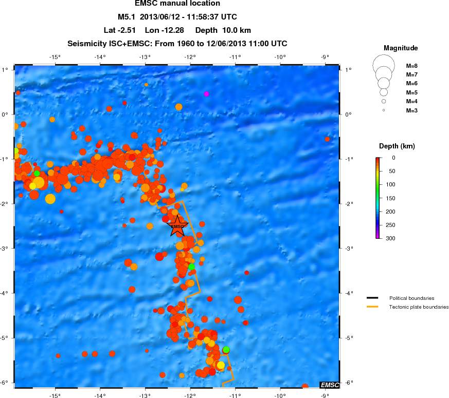 regional depth historical seismicity