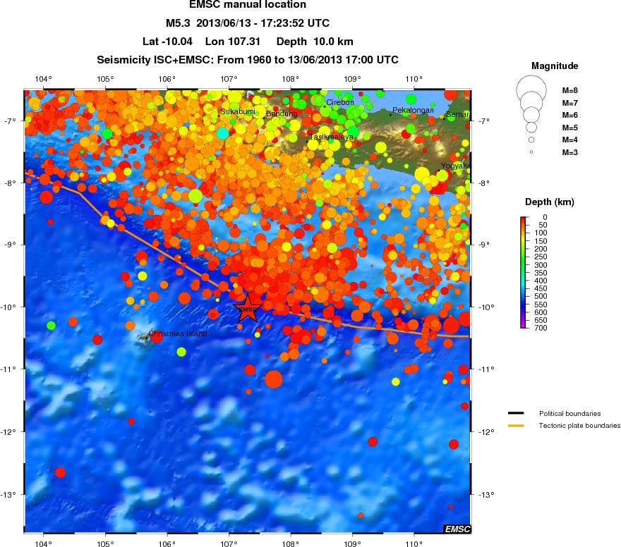 regional depth historical seismicity