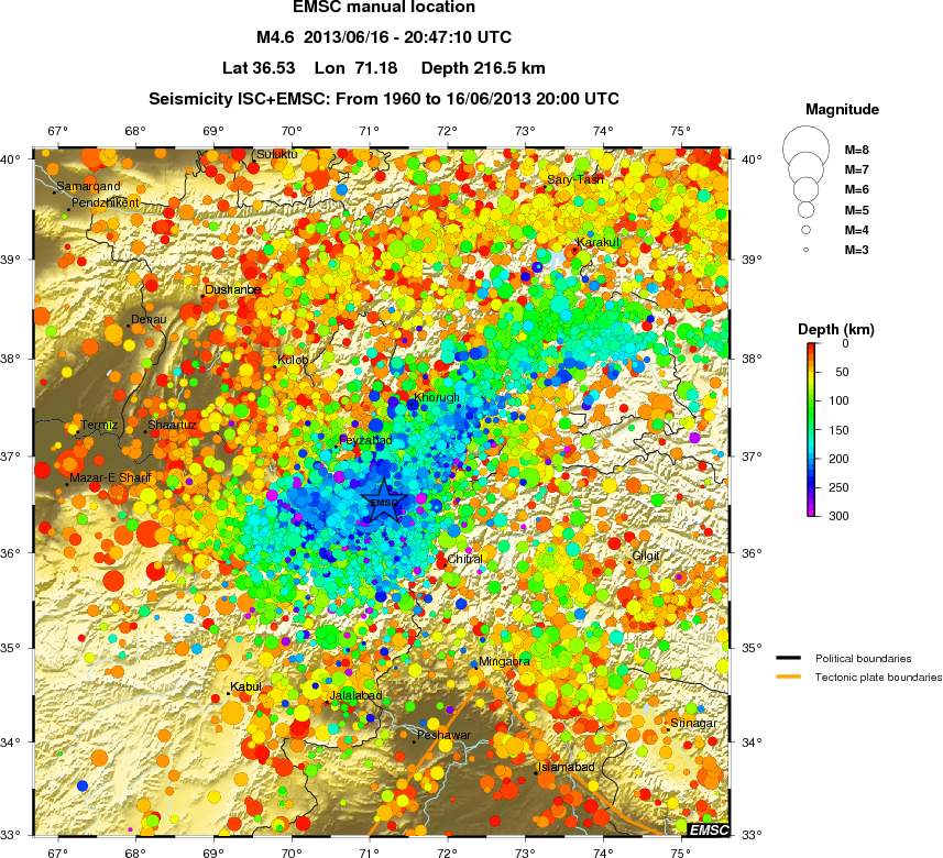 regional depth historical seismicity