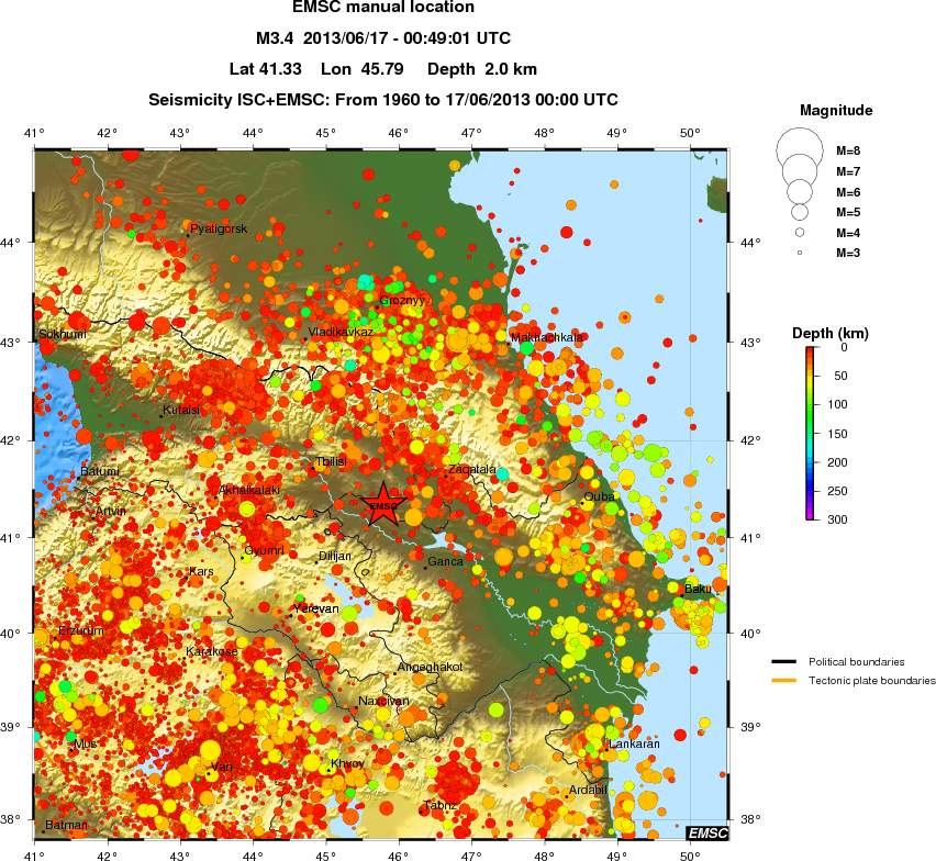regional depth historical seismicity