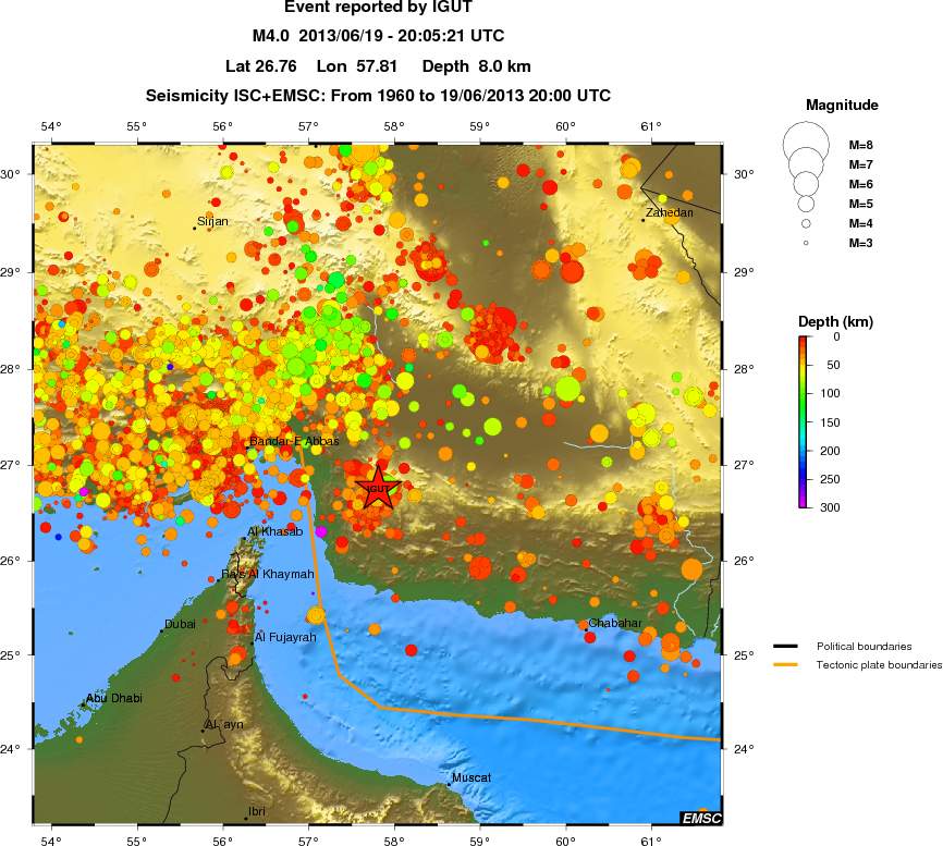 regional depth historical seismicity