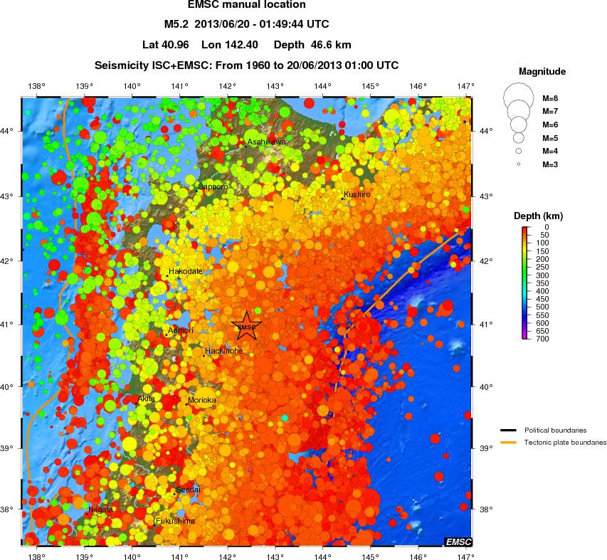 regional depth historical seismicity