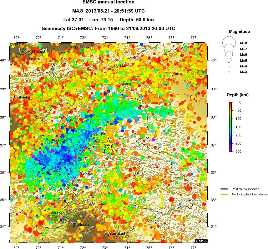 regional depth historical seismicity