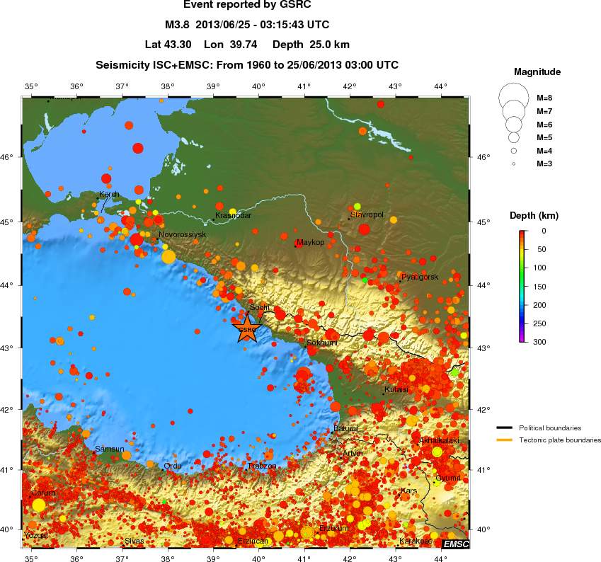 regional depth historical seismicity