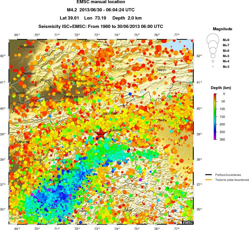 regional depth historical seismicity