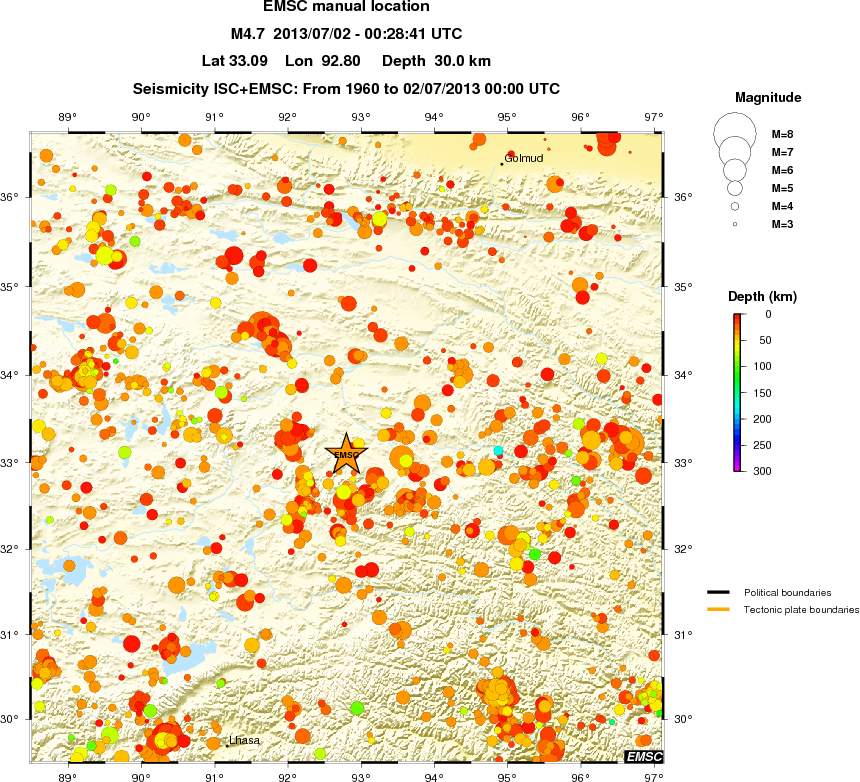 regional depth historical seismicity