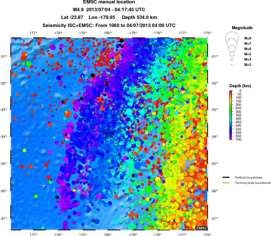 regional depth historical seismicity