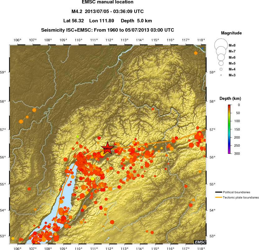 regional depth historical seismicity
