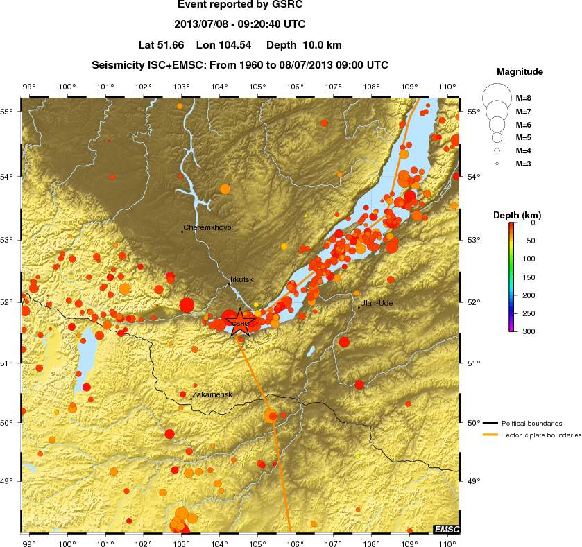 regional depth historical seismicity